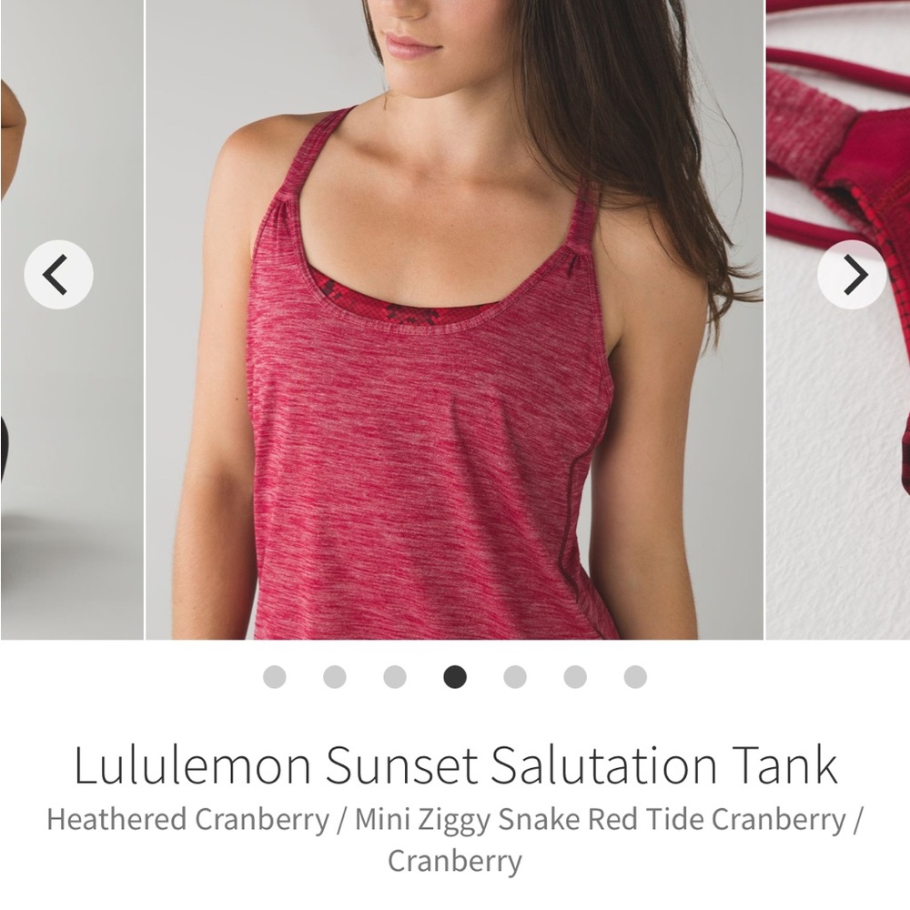 lululemon sz 8 Sunset Salutation Cranberry Strappy Back Tank top bra yoga gym - Picture 10 of 14